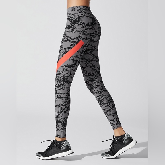 Adidas by Stella McCartney Pants - Stella McCartney x Adidas $150 Python Alphaskin Leggings Grey Black Snakeskin